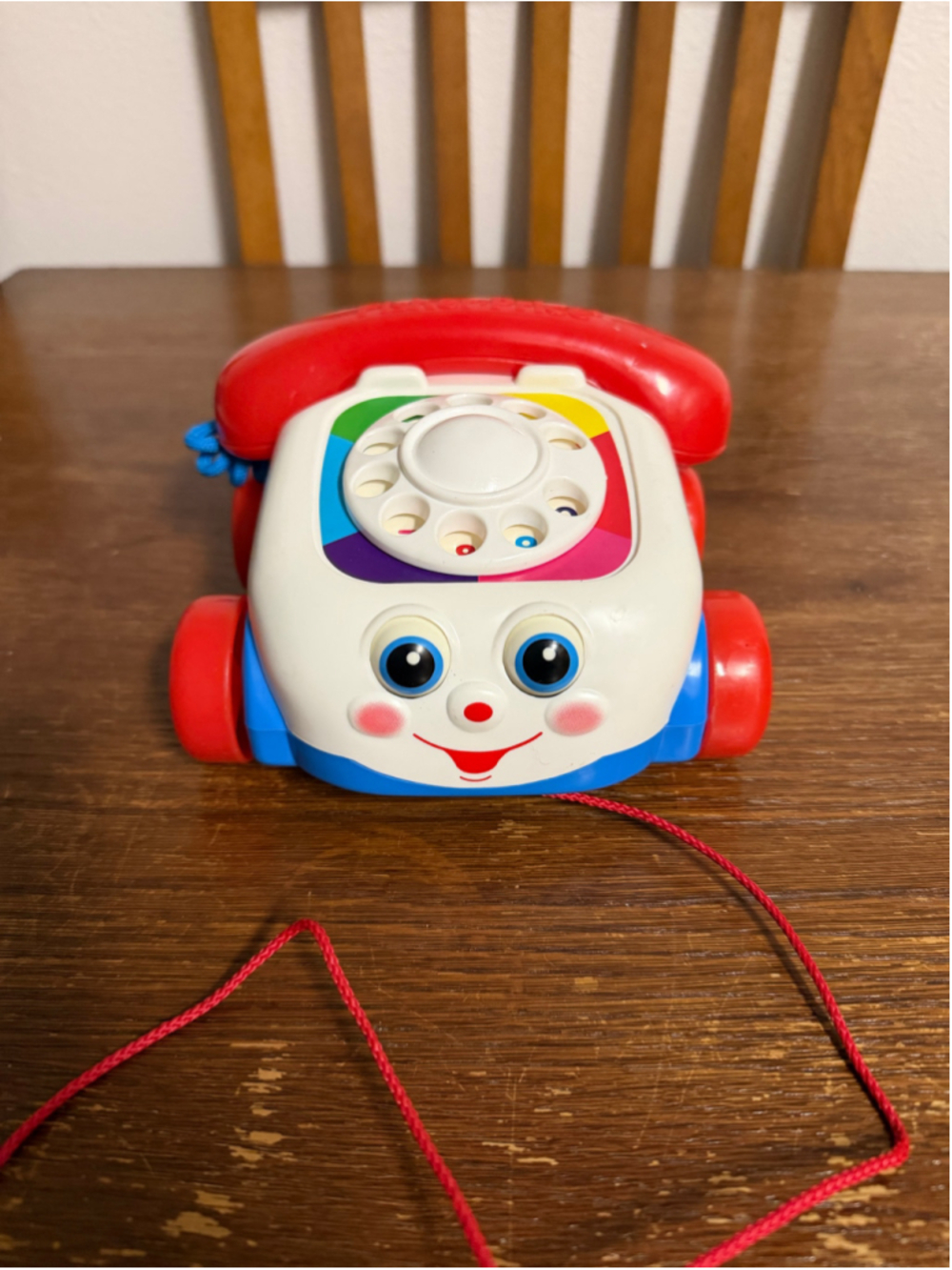 Vintage 1993 Fisher Price Chatter Telephone #2251 Pull Toy Moving Eyes Rotary